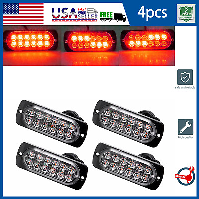 #ad 12LED Car Truck Brighter Beacon Warning Hazard Flash Strobe Light Bar RED USA $16.99