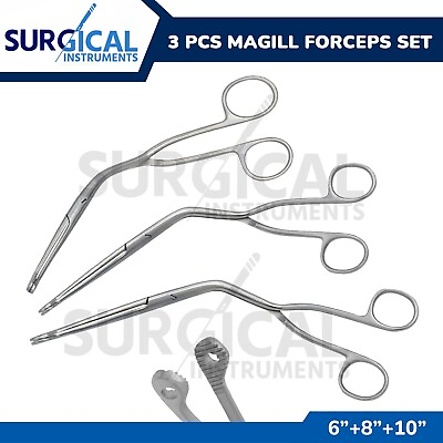 #ad 3 Pcs Magill Forceps 6quot; 8quot; 10quot; Set EMT Anesthesia Surgical Instruments $15.99