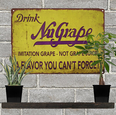 #ad Nu Grape Soda Pop Bottle Vintage Look Advertising Metal Repro Sign 9 x 12 60100 $24.95