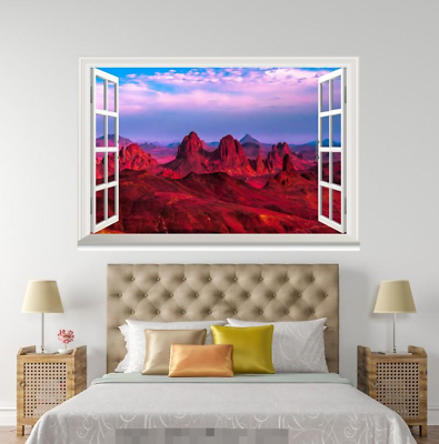 #ad 3D Red View Hill 0028 Open Windows WallPaper Murals Wall Print AJ Carly AU $299.99