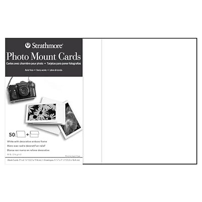 #ad Photo Mount Cards White with Decorative Border 5x6.875 inches 50 Pack $42.23