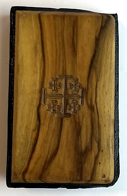 #ad Mini New Testament Bible From Jerusalem Wood Carved Cover VTG 1950’s RARE $149.00