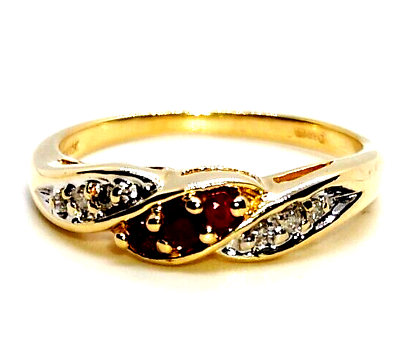 #ad Ruby amp; Diamond 9ct 9 Carat Gold Ring Fashion Jewellery Size UK L US 6 EU 51 GBP 159.99