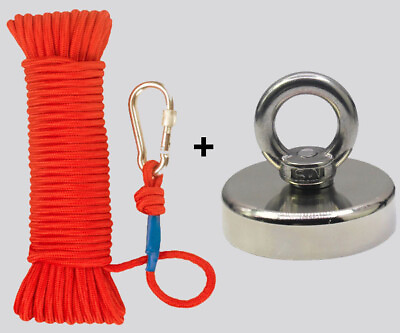 UPTO 2000LB Fishing Magnet Kit Strong Neodymium Pull Force with Rope amp; Carabiner $24.00