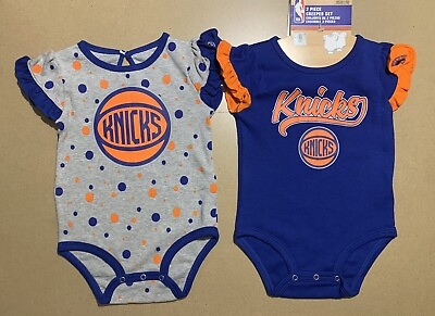 #ad NBA NY Knicks 2pc Kids Baby Girl Creeper Set Bodysuit NB 3M 6M 9M 12M18M24M $28.00