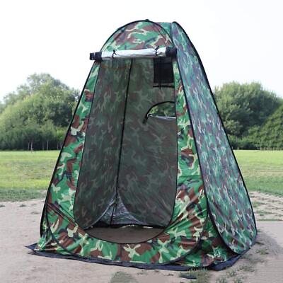 #ad 1 2 Person Large Space Pop Up Shower Privacy Shelter Tent with 3 Windows Out... $70.52