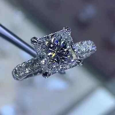 #ad Princess Diamond Lab Created Engagement Wedding Ring 14k White Gold Plated 2Ct $124.99
