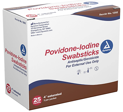 #ad Dynarex Povidone Iodine Swabsticks 4quot; Box of 75 $10.99