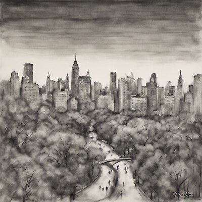 #ad original digital artwork on canvas Central Park 2 12x12 $48.00