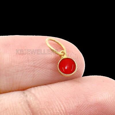 #ad Smaller Red Coral Gold Charm Solid 18k Gold Charm Pendant Handmade Dainty Charm $35.65