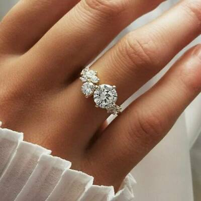 #ad 3 CT Round Cut Lab Created Engagement Wedding Diamond Ring14k White Gold Finish $76.99