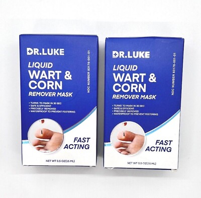 #ad Dr Luke Liquid Wart amp; Corn Remover Mask Fast Acting VALUE 2PK x .5oz EXP 10 25 $29.90