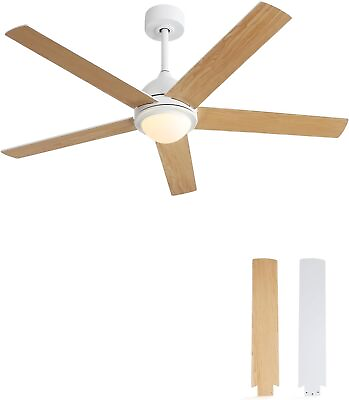 #ad #ad 52 Inch Led Ceiling Fan 3 Color Dimmable 5 Plywood Blades Reversible DC Motor $115.00