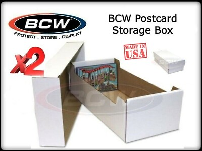 #ad 2 Quality BCW Postcard Storage Cardboard Box For 700 Postcards 150 Toploaders $27.50