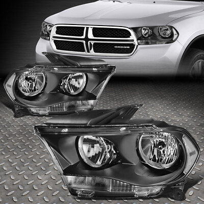 #ad FOR 11 13 DODGE DURANGO BLACK HOUSING CLEAR CORNER HEADLIGHT REPLACEMENT LAMPS $130.88