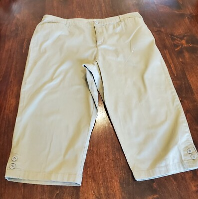 #ad Croftamp;Barrow Classic Fit Capri Pants Size 18 Cotton Blend Stretch Pockets Tan $18.00