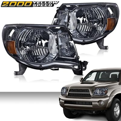 #ad Fit For 2005 2011 Toyota Tacoma Chrome Smoke Lens Headlights Assembly LeftRight $69.98