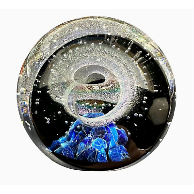 #ad NEW Galaxy Orb 3” Swirls Dichroic Glass World Paperweight Signed Garrelts Glass $199.00