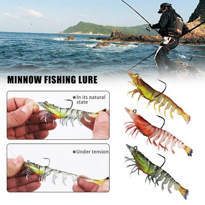 #ad 1x Luminous Fishing Lure Bait Artificial Shrimp Lures Soft Hook Prawn Bait Kit $2.47