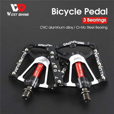 #ad WEST BIKING Bicycle Pedals 3 Sealed Bearing Aluminum MTB Road Bike Pedal 9 16 in $26.98