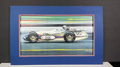 #ad Parnelli Jones Hand Signed #x27;63 Watson Roadster Limited Ed. Litho on Canvas 20x13 $99.95