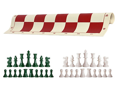 #ad Army amp; White Chess Pieces 20quot; Red Vinyl Board Single Weight Chess Set $22.95