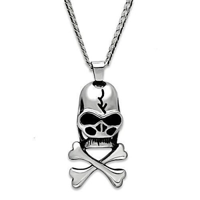#ad Men#x27;s Danger Death Skull Shaped Pendant Stainless Steel Curb Chain Necklace 22quot; $57.66