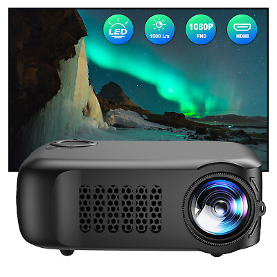 #ad 1500 Lumen Mini 1080P Portable Projector LED Cell Phone With USB Laptop Beamer $33.69