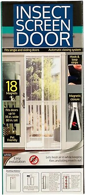 #ad Magnetic Mesh Screen Door Hardware Black Fits up to 39quot; Wide amp; 82.5quot; Tall $9.59