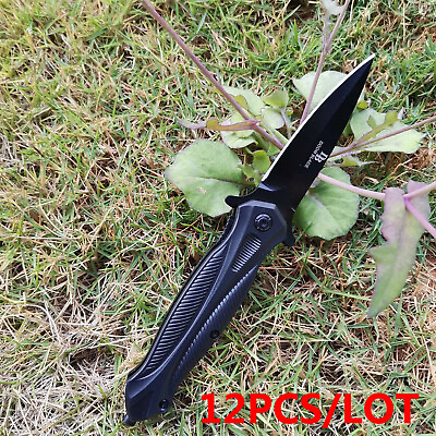 #ad 12X New folding tactical stainless steel pocket knife camping self defense tool $66.35