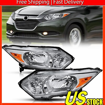 #ad Chrome Headlights FOR 16 17 18 Honda HRV HR V Clear Lamps HO2502171 HO2503171 G $157.99