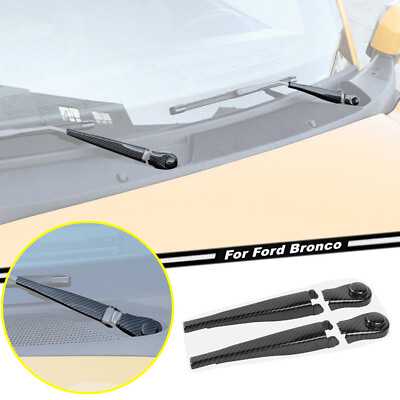 #ad For 21 2024 Ford Bronco Carbon Front Rain Windscreen Window Wiper Arm Cover Trim $32.36
