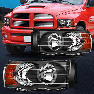 #ad For Dodge Ram Pickup 2002 2005 Headlights Assembly Pair Front Replacement Lamps $55.99
