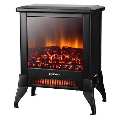 #ad Electric Fireplace Heater Freestanding 1400W Compact Fireplace Stove w Realisti $99.58