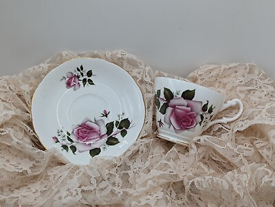 #ad Vintage Royal Stuart Pink Cabbage Rose Scalloped Tea Cup amp; Saucer Set MCM $22.99