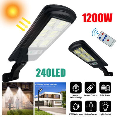 Commercial Solar Street Light LED Full Brightness Outdoor Dusk to Dawn Road Lamp $18.89