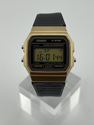 #ad Casio F 91W 9A Vintage Series Digital Black Resin Alarm Stopwatch Light Watch C $125.00