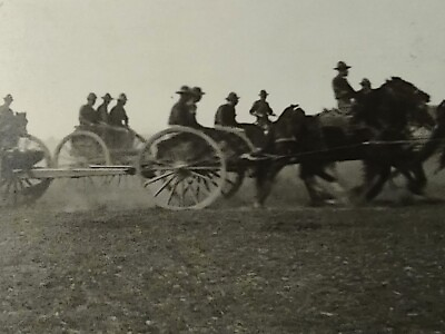 #ad WACO TEXAS RPPC CAMP MACARTHUR World War I WWI ARTILLERY AT MOUNTED DRILL HORSE $24.99