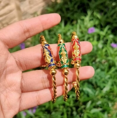 #ad Set enamel of Thao Wessuwan bracelets giant god gold plated amulet 3 colors $41.00