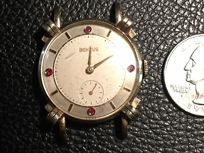 #ad Nice Ready To Wear Benrus Wrist Watch Fancy Lugs Steel and gold filled runs $125.00