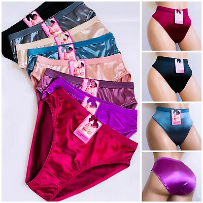 #ad #ad Women#x27;s Briefs 3 6 12 Bikini High cut Panties Undies Satin Silky Cool Lot 3121 $12.30