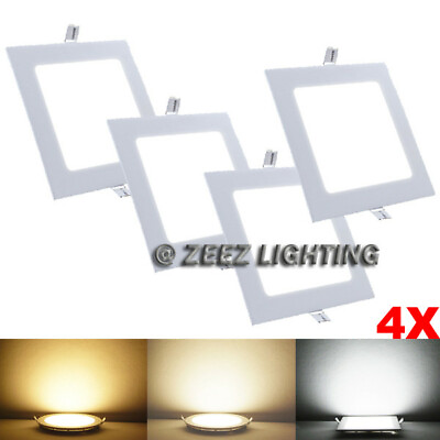 #ad 4X Natural White 4W Square LED Recessed Ceiling Panel Down Lights Bulb Slim Lamp $22.84