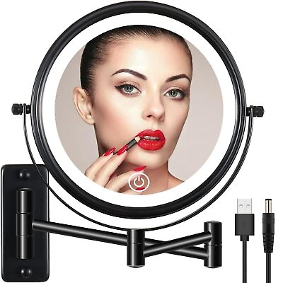 #ad 8quot; Rechargeable Wall Mounted Makeup Mirror with 3 Color Lights Dimmable 1 10... $49.77