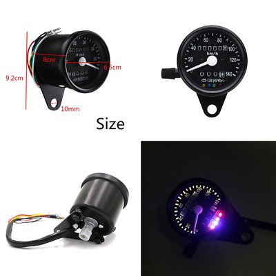 #ad Motorcycle Black Dual Odometer KMH Speedometer Gauge LED Backlight Signal Light $22.82