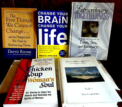 #ad 5 Ladies Womens Self Help Books Happiness Love Sex Intimacy Chicken Soup Uplift $45.90