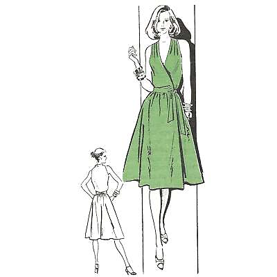 #ad Vintage 1970s Pattern – Midi Wrap Dress Bust=38” 96.5cm $37.70