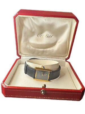 #ad Excellent Condition Vintage Must De Cartier Tank Vermeil Argent w box $1570.99