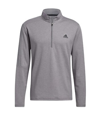#ad Size L Adidas Golf 3 Stripes Half Zip Sweatshirt Grey Pullover Top Running Men’s $29.98