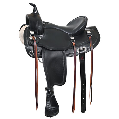 #ad 82HS Hilason Western Horse Wide Gullet Trail BlackAmerican Leather Saddle $594.95