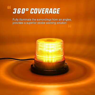 Round Beacon Light48LED Amber Emergency Magnetic Flashing Warning Strobe Lights $15.61